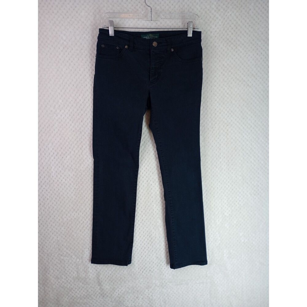Lauren Ralph Lauren Women's 4 Black Straight Leg Mid Rise Heritage Jeans